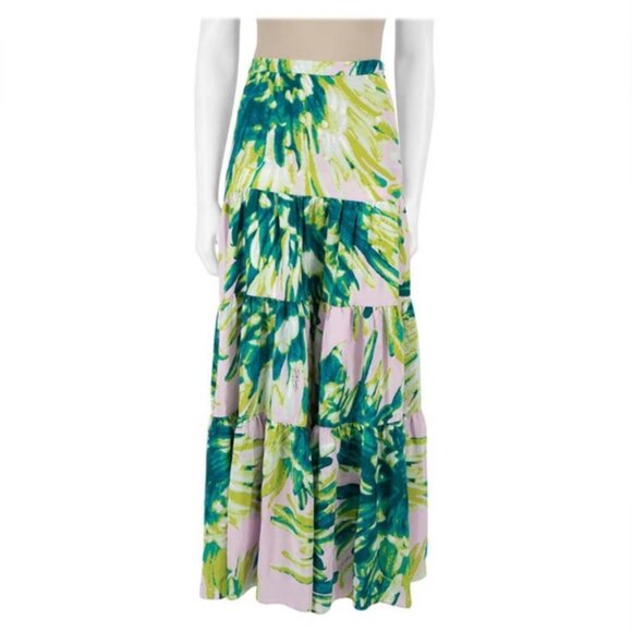 Roberto Cavalli Just Cavalli Tropical Print Silk Maxi Skirt Size 46 US 10 - Picture 1 of 11